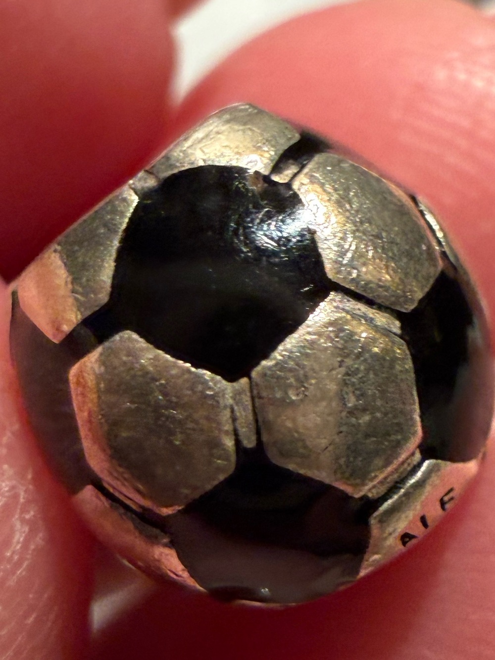 Pandora Retired Black and Silver Soccer Ball Charm